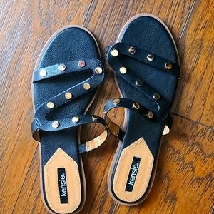 Kensie studded black slide sandals 9